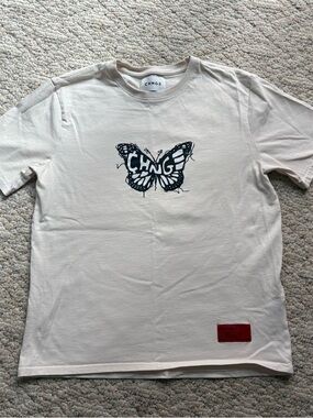 CHNGE Logo Butterfly Tee 100% Cotton in Chalk